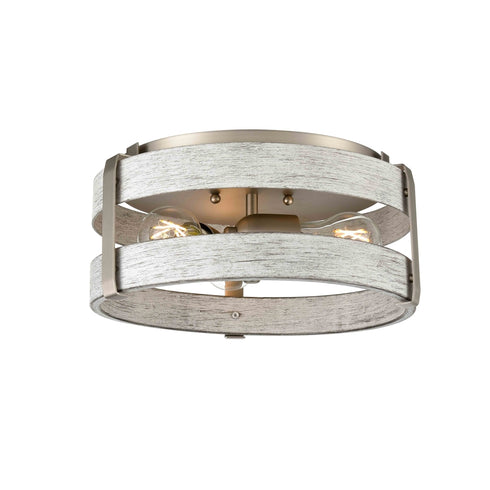 DVI Lighting 3 Light FORT GARRY 3 Light FLUSH MOUNT in Buffed Nickel and Barnwood on Metal Finish Model: DVP41832BN+BAW