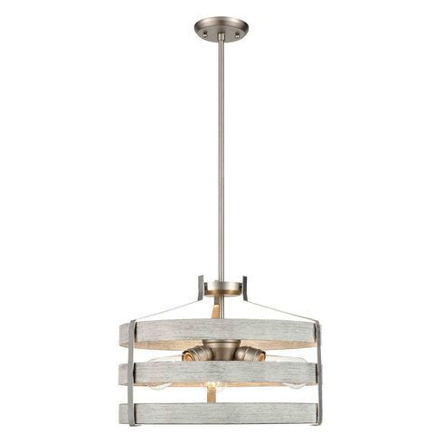 DVI Lighting 3 Light FORT GARRY 3 Light PENDANT in Buffed Nickel and Barnwood on Metal Finish Model: DVP41820BN+BAW