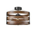 DVI Lighting 3 Light FORT GARRY 3 Light SEMI FLUSH in Buffed Nickel and Barnwood on Metal Finish Model: DVP41812BN+BAW