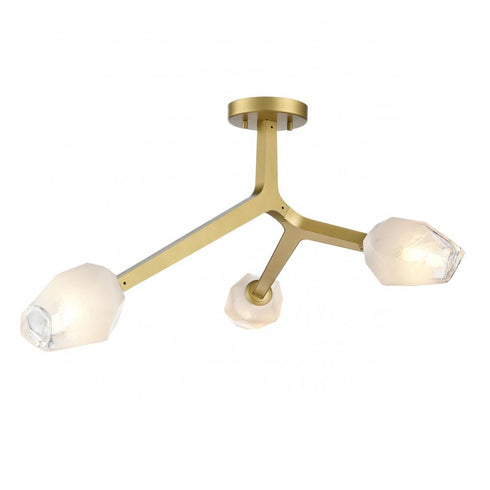 DVI Lighting 3 Light JAVELIN 3 Light SEMI FLUSH in Gold Finish Model: DVP33211GLD-ICE