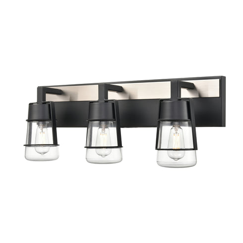DVI Lighting 3 Light LAKE OF THE WOODS 3 Light VANITY in Ebony and Satin Nickel Finish Model: DVP44443EB+SN-CL
