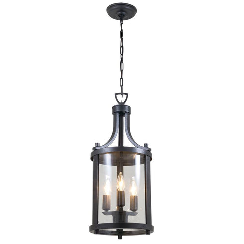 DVI Lighting 3 Light NIAGARA 3 Light OD HANGING in Hammered Black Finish Model: DVP4475HB-CL