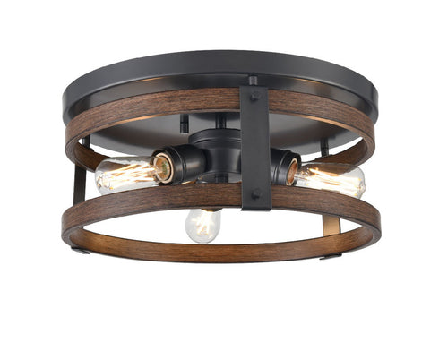 DVI Lighting 3 Light OAKHURST 3 Light FLUSH MOUNT in Ebony Finish Model: DVP40332EB