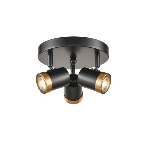 DVI Lighting 3 Light OEIL DE BASE 3 Light SEMI FLUSH in Ebony and Multiple Finishes Finish Model: DVP19983EB+MF