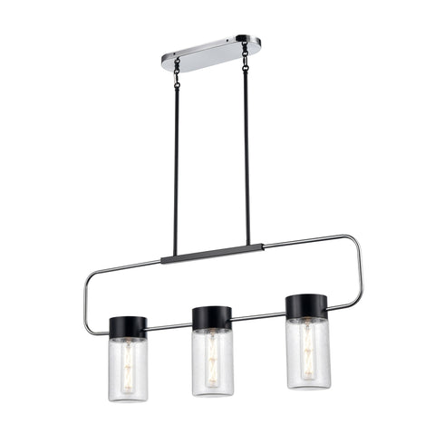 DVI Lighting 3 Light TUXEDO LINEAR PENDANT in Ebony and Chrome Finish Model: DVP40702EB+CH-OP