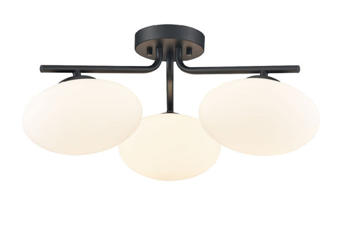 DVI Lighting 3 Light VALOUR ROAD 3 Light FLUSHMOUNT in Ebony Finish Model: DVP49012EB-OP