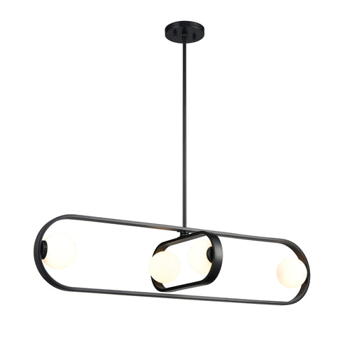 DVI Lighting 4 Light ATWOOD 38 Inch 4 Light LINEAR PENDANT in Brass Finish Model: DVP45002BR-OP