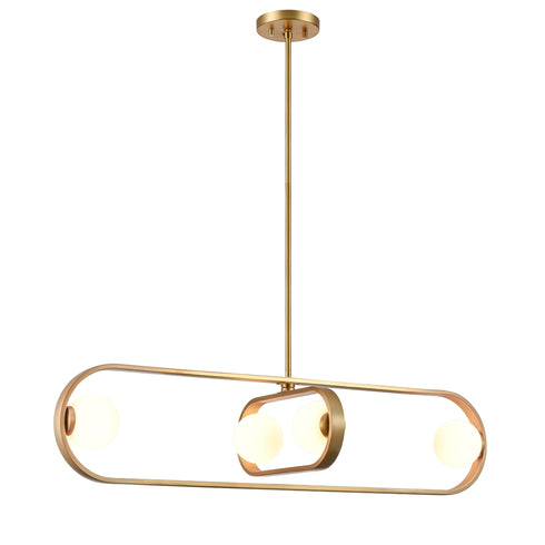 DVI Lighting 4 Light ATWOOD 38 Inch 4 Light LINEAR PENDANT in Brass Finish Model: DVP45002BR-OP
