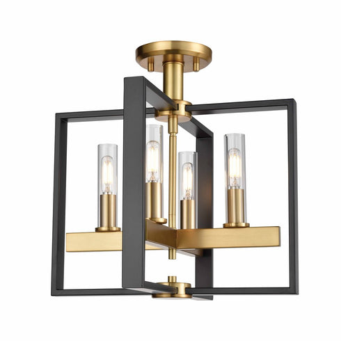 DVI Lighting 4 Light BLAIRMORE 4 Light SEMI FLUSH in Ironwood on Metal and Graphite Finish Model: DVP30211GR+IW-CL