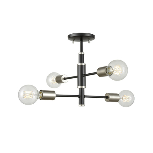 DVI Lighting 4 Light LAKE LOFT 4 Light SEMI FLUSH in Brass and Graphite Finish Model: DVP41112BR+GR