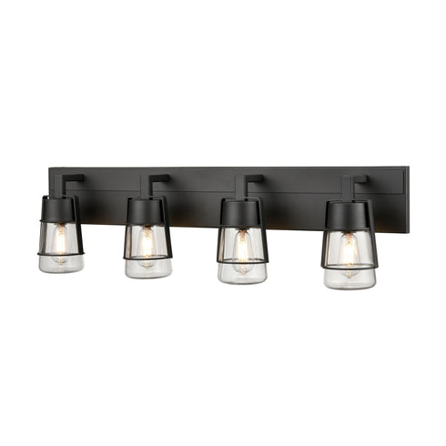 DVI Lighting 4 Light LAKE OF THE WOODS 4 Light VANITY in Ebony and Satin Nickel Finish Model: DVP44444EB+SN-CL