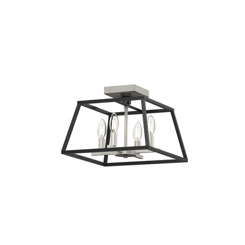 DVI Lighting 4 Light LAURENTIAN 4 Light SEMI FLUSH in Satin Nickel and Graphite Finish Model: DVP30011SN/GR