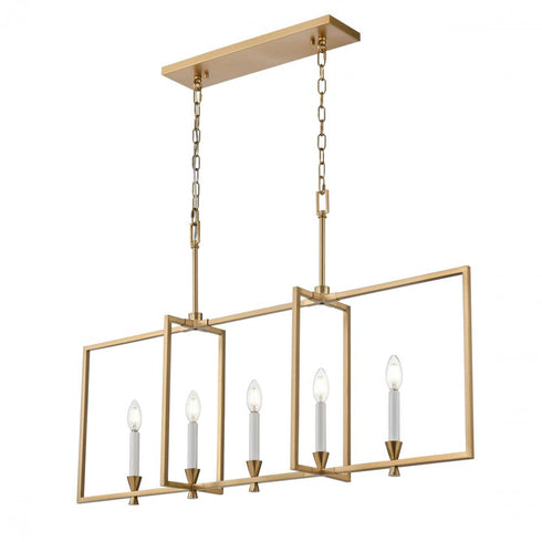 DVI Lighting 5 Light CARISBROOKE 42 Inch LINEAR BRASS Model: DVP37102BR