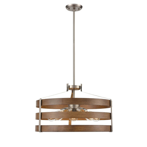 DVI Lighting 5 Light FORT GARRY 5 Light DUAL MOUNT in Buffed Nickel and Barnwood on Metal Finish Model: DVP41808BN+BAW