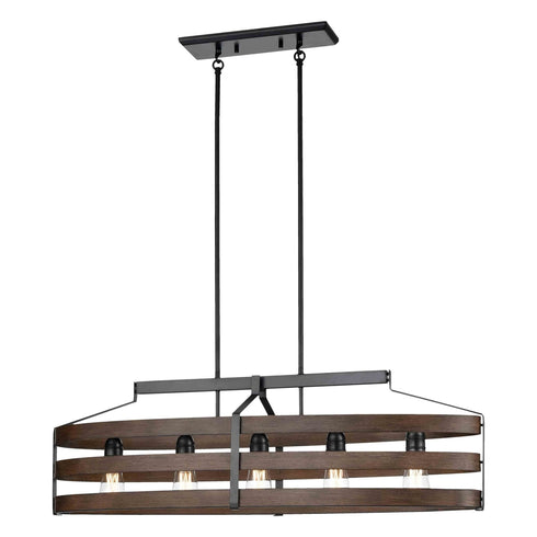 DVI Lighting 5 Light FORT GARRY 5 Light LINEAR in Buffed Nickel and Barnwood on Metal Finish Model: DVP41802BN+BAW