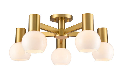 DVI Lighting 5 Light LILLOOET 5 Light SEMI FLUSH in Brass Finish Model: DVP49413BR-TO