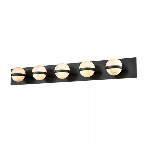 DVI Lighting 5 Light STRATUS ALAB. VANITY BALCK With GREY ALAB. in Ebony Finish Model: DVP38055EB-GFA