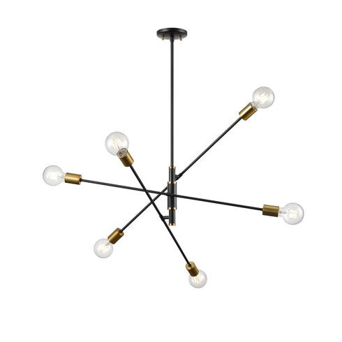 DVI Lighting 6 Light LAKE LOFT 6 Light PENDANT in Brass and Graphite Finish Model: DVP41124BR+GR