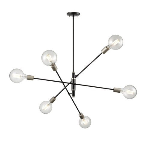 DVI Lighting 6 Light LAKE LOFT 6 Light PENDANT in Brass and Graphite Finish Model: DVP41124BR+GR