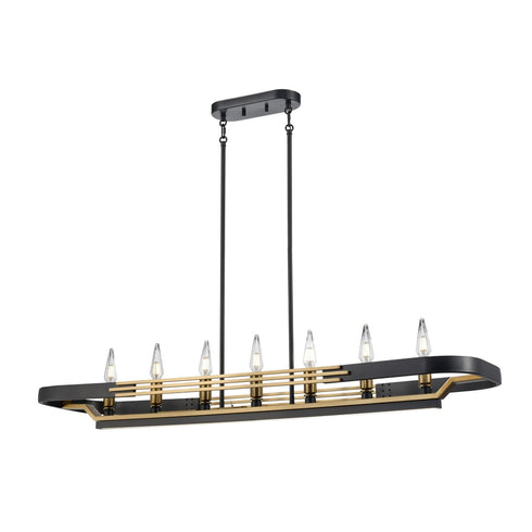 DVI Lighting Aletheia Hybrid 7 Light ALETHEIA 48 Inch LINEAR in Brass and Graphite Finish Model: DVP46302BR+GR-CCT