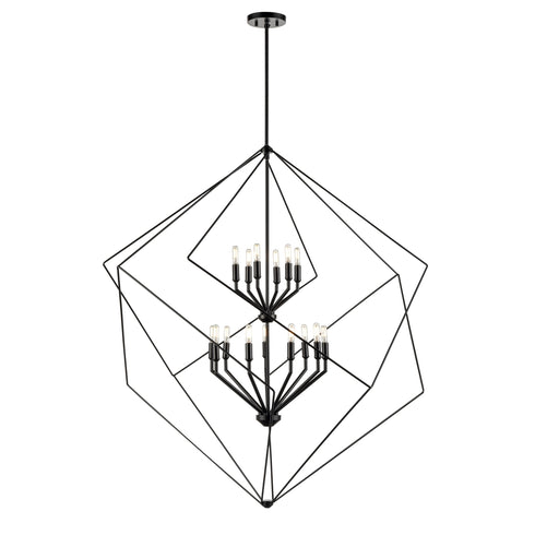 DVI Lighting Ashoona 15 Light Foyer in Buffed Nickel And Ebony Finish Model: DVP44949BN+EB