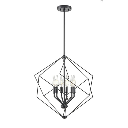 DVI Lighting Ashoona 6 Light Pendant in Buffed Nickel And Ebony Finish Model: DVP44905BN+EB