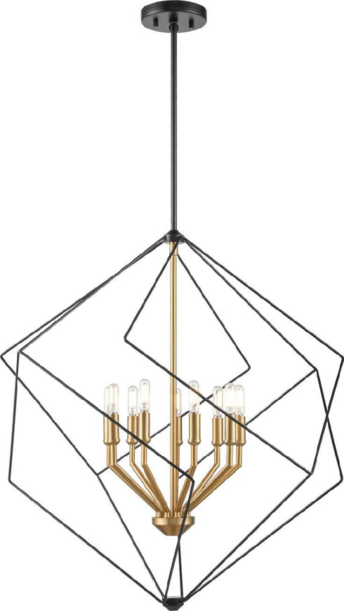DVI Lighting Ashoona 9 Light Foyer in Buffed Nickel And Ebony Finish Model: DVP44948BN+EB