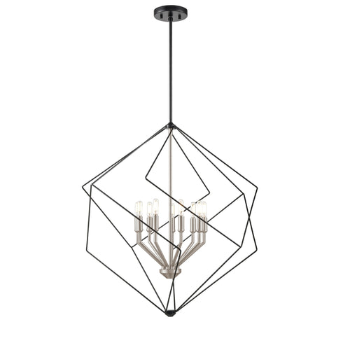 DVI Lighting Ashoona 9 Light Foyer in Buffed Nickel And Ebony Finish Model: DVP44948BN+EB