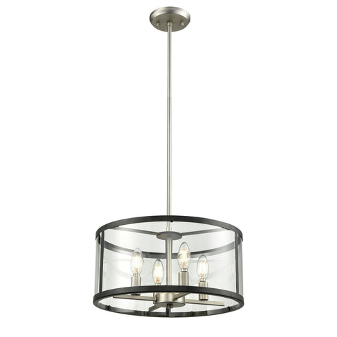 DVI Lighting Downtown 4 Light Pendant in Buffed Nickel And Graphite Finish Model: DVP25406BN/GR-CL