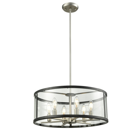 DVI Lighting Downtown 6 Light Pendant in Buffed Nickel And Graphite Finish Model: DVP25408BN/GR-CL