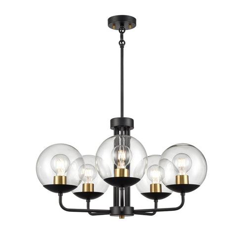 DVI Lighting Mackenzie Delta 5 Light Chandelier in Multiple Finishes and Ebony Finish Model: DVP43125MF+EB-CL