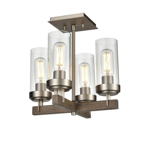 DVI Lighting OKANAGAN 4 LIGHT SEMI FLUSH in Buffed Nickel Finish Model: DVP38611BN+BAW-CL