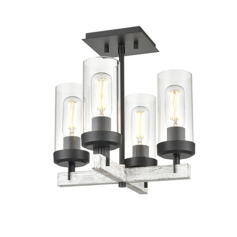 DVI Lighting OKANAGAN 4 LIGHT SEMI FLUSH in Graphite Finish Model: DVP38611GR+BIW-CL