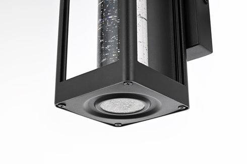 Elegant Lighting 1 Light Amaris 10 inch LED Outdoor Wall sconce in Black in Black and Clear Finish Model: OD604W10BK