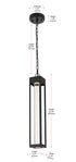 Elegant Lighting 1 Light Amaris 23 inch LED Outdoor Pendant in Black in Black and Clear Finish Model: OD604H23BK