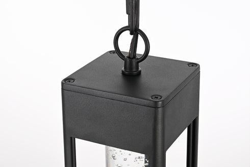 Elegant Lighting 1 Light Amaris 23 inch LED Outdoor Pendant in Black in Black and Clear Finish Model: OD604H23BK