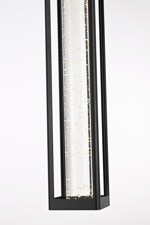 Elegant Lighting 1 Light Amaris 23 inch LED Outdoor Pendant in Black in Black and Clear Finish Model: OD604H23BK