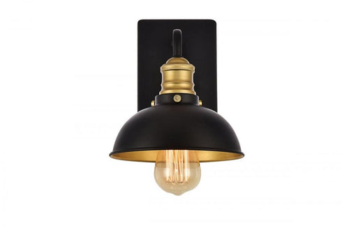 Elegant Lighting 1 Light Anders Collection Wall Sconce D7.1 H8.3 Lt:1 in Black and Brass Finish Model: LD8004W7BK