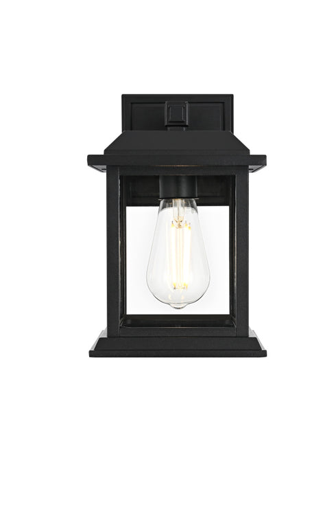 Elegant Lighting 1 Light Araceli 10 inch Outdoor Wall sconce in Black in Black and Clear Finish Model: OD611W10BK