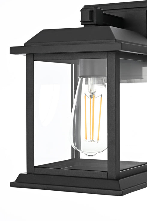 Elegant Lighting 1 Light Araceli 10 inch Outdoor Wall sconce in Black in Black and Clear Finish Model: OD611W10BK