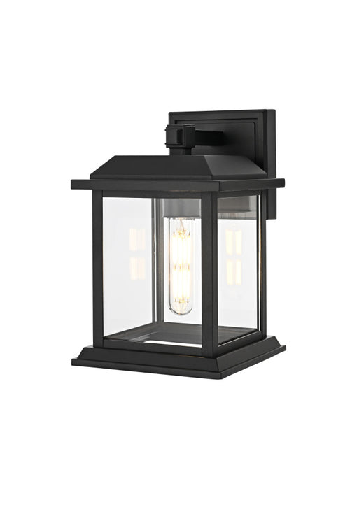 Elegant Lighting 1 Light Araceli 10 inch Outdoor Wall sconce in Black in Black and Clear Finish Model: OD611W10BK