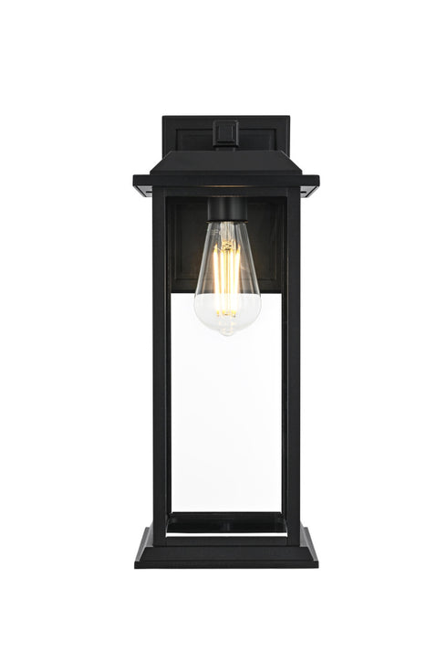 Elegant Lighting 1 Light Araceli 17 inch Outdoor Wall sconce in Black in Black and Clear Finish Model: OD611W17BK