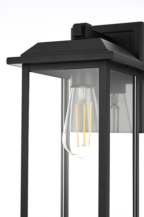 Elegant Lighting 1 Light Araceli 17 inch Outdoor Wall sconce in Black in Black and Clear Finish Model: OD611W17BK