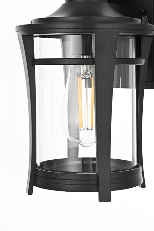 Elegant Lighting 1 Light Artemis 11 inch Outdoor Wall sconce in Black in Black and Clear Finish Model: OD609W11BK