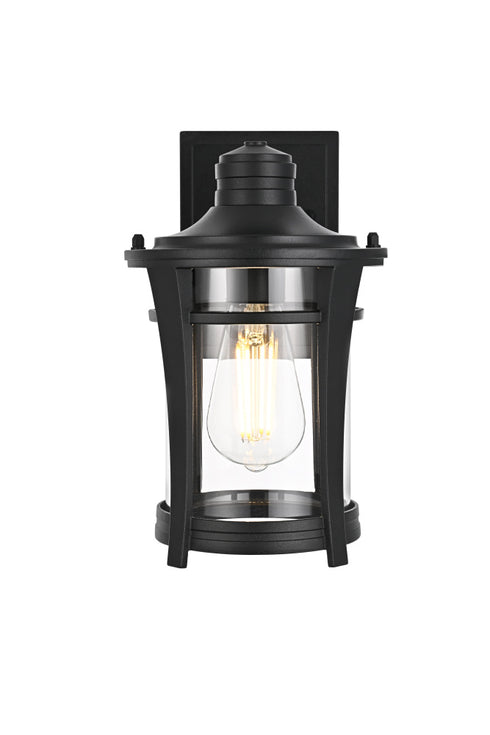 Elegant Lighting 1 Light Artemis 11 inch Outdoor Wall sconce in Black in Black and Clear Finish Model: OD609W11BK