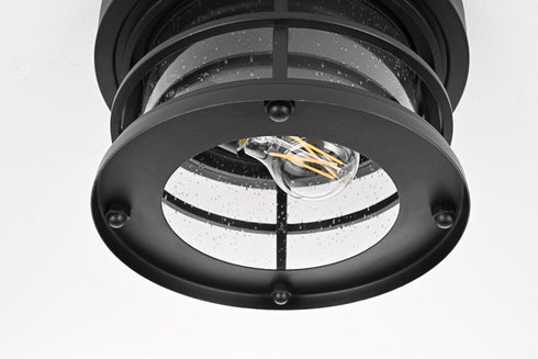 Elegant Lighting 1 Light Carla 10 inch Outdoor Flush Mount in Black in Black and Clear Finish Model: OD614F10BK
