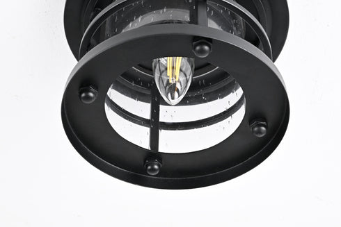 Elegant Lighting 1 Light Carla 8 inch Outdoor Flush Mount in Black in Black and Clear Finish Model: OD614F8BK