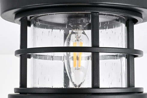 Elegant Lighting 1 Light Carla 8 inch Outdoor Flush Mount in Black in Black and Clear Finish Model: OD614F8BK