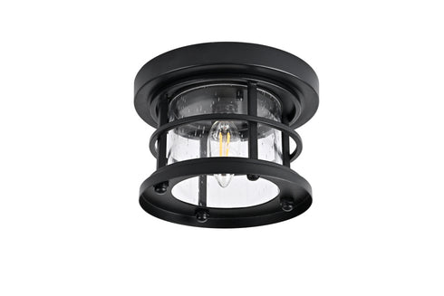 Elegant Lighting 1 Light Carla 8 inch Outdoor Flush Mount in Black in Black and Clear Finish Model: OD614F8BK