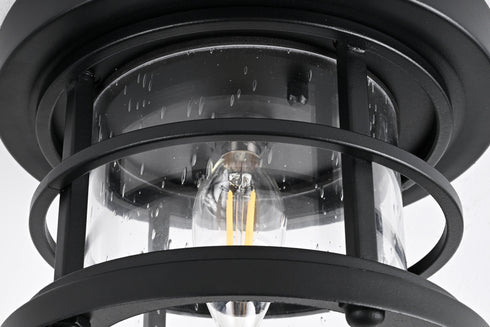 Elegant Lighting 1 Light Carla 8 inch Outdoor Flush Mount in Black in Black and Clear Finish Model: OD614F8BK